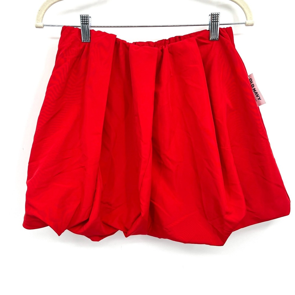 NEW old navy bright red pleated bubble mini skirt downtown girl y2k indie sleaze